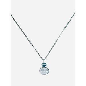 Nomination Italy Steel Necklace Double Tier Pavé CZ Disc Pendant Made in Italy